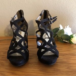Report Black Suede Platform Sandals